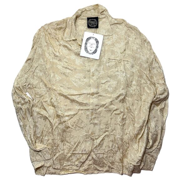 VTG Funhouse NYC Embroidered Leaf Print All-Over Long Sleeve Button-Up Shirt XL - Picture 1 of 5